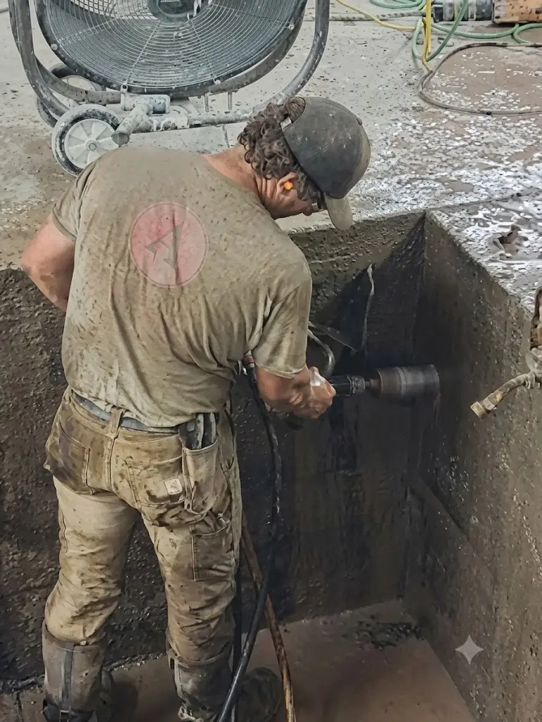 Drilling hole in a concrete foundation